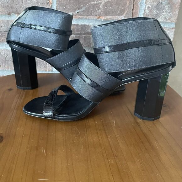 Donald J Pliner Edie Open Toe Size 8 Pumps Sandals Heels Black Italian Leather - Picture 14 of 14